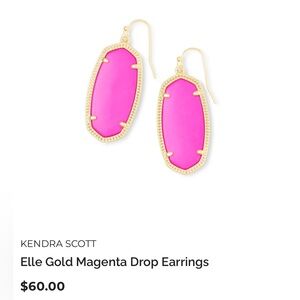 Kendra Scott hot pink and gold Elle drop earrings